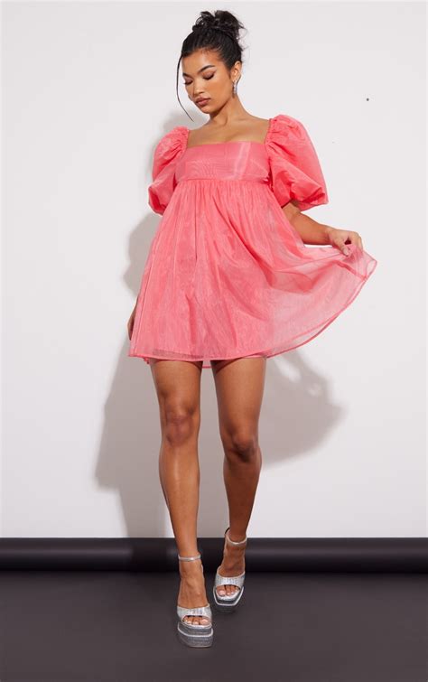 dress burberry pink short dress puffed sleeves|Check Cotton Dress in Carnation pink .